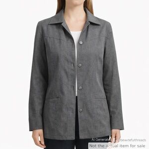 Tilley Size 8 gray Tencel Blend Button-Front Jacket Blazer Made in Canada